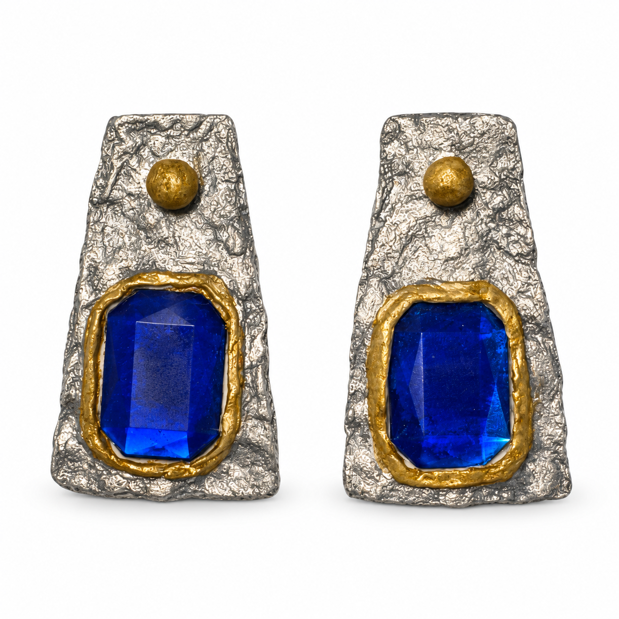 Cobalt Soul Earrings by ELIN, handmade pair on a white background