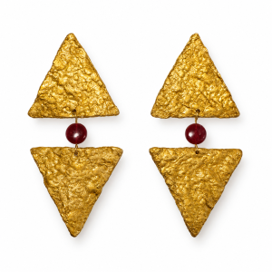Crimson Connection Earrings by ELIN, handmade pair on a white background