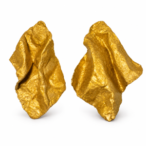 Golden Drift Earrings by ELIN, handmade pair on a white background