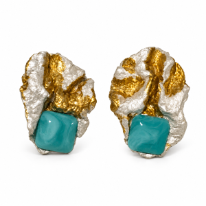 Sea and Sun Earrings by ELIN, handmade pair on a white background