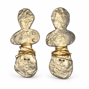 Threads of Light Earrings by ELIN, handmade pair on a white background